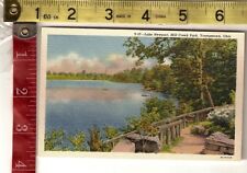 Vintage Linen post card Lake Newport Mill Creek Park Youngstown Ohio picture