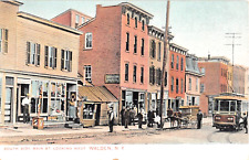 c.1905 Stores Trolley Main St. Walden NY post card Orange county Moxie Sign picture