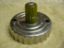 Vintage LARGE-SIZE Aluminum Cookie Cutter SHINY RIBBED GREEN BAKELITE HANDLE picture