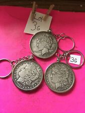 Set 3 Lot Coin Keychains 1921-1881-1899 Copies Junk Drawer Estate Find Read Look picture