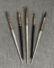 Lovely Collection of Five Antique Dip Pens, MOP, Wood, Gold Plated Fittings picture