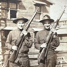 VINTAGE PHOTO Handsome, World War I Soldiers With Rifles Original Snapshot WW1 picture