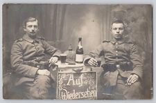 WWI RPPC German Soldiers Portrait Postcard Drinking 