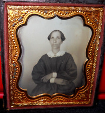 1/6th Size Daguerreotype of older lady in half case picture