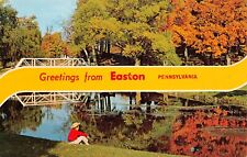 Easton PA Pennsylvania Banner Bridge Creek Bass Fishing Trout Vtg Postcard B10 picture