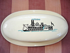 Vintage Unique White Pottery RIVERBOAT STERNWHEELER Butter Dish picture