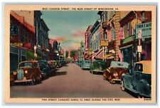 c1940's Loudon Street Main Street Classic Cars Winchester Virginia VA Postcard picture