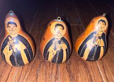 3 Peruvian Unique Ornaments, Decorated Gourds picture