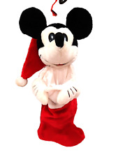 Vintage Disney 3D Plush MICKEY MOUSE Santa Hat Christmas Stocking READ- Has Flaw picture
