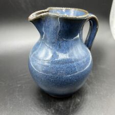 Exceptional Jugtown Ware Blue Glazed 5” Pitcher With Impressed Stamp picture
