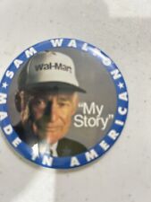 Vintage Sam Walton Wal☆Mart MY STORY MADE IN AMERICA Pin Button Pinback 1980's  picture