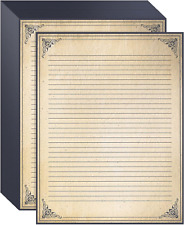 48 Sheets Vintage Lined Paper with Antique Border Design, Aged Stationery for Wr picture
