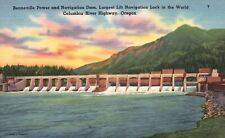 Postcard OR Bonneville Power & Navigation Dam Oregon Linen Vintage PC G9028 picture