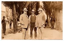 RPPC Three Gentleman on a Sidewalk, Driving Goggles, Sheriff? Postcard picture