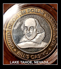 Bill's Casino Lake Tahoe  |  Silver Strike Token | 'Shakespeare' $10 .999 FINE picture