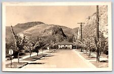 Coulee Dam Washington~Dead End Street House~Car in Garage~1940s RPPC picture