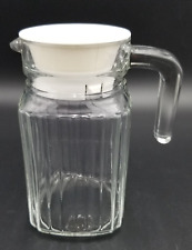 ARC France Clear Glass Ribbed Refrigerator Pitcher w/Handle 6.25