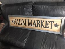 Large Farmers Market Wood Sign Metal Frame Farm 48 Inch Sign picture