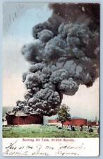 1906 BURNING OIL TANKS 35,000 BARRELS ANTIQUE POSTCARD picture