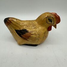 Vintage Chicken Rooster Trinket Box Wood Hand Painted Lined 4.5