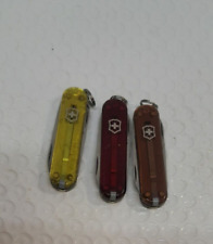 Lot of 3 Victorinox Classic 58mm Swiss Army translucent Knives - actual lot pics picture
