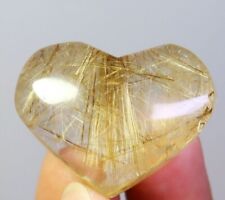 Natural Golden Hair Rutilated Quartz Crystal Carved Heart Pendant Reiki Healing picture