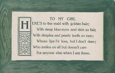 To My Girl To The Maid With Golden Hair Posted Vintage Divided Back Post Card picture