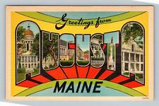 LARGE LETTER Greetings, Augusta Maine Vintage Postcard picture