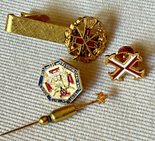 Four Free Mason items - lapel pins, tie bar, etc. picture