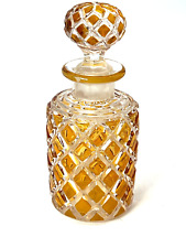 Antique Elegant  Bohemian Cut Diamond Glass Amber Perfume Flacon picture