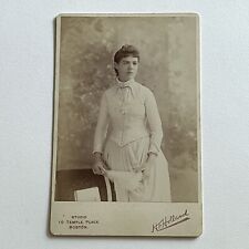 Antique Cabinet Card Photograph Beautiful Young Woman Teen Boston MA ID French picture