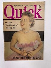 Quick News Weekly Magazine November 5 1951 cover Patti Page Secret of Song Hit picture