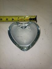 vintage bubble glass ashtray clear heart shape love rare cigar tray picture