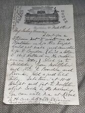 Antique 1878 Letter Brooks House Hotel Letterhead Brattleboro Vermont VT History picture