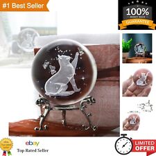 Artistic Cat Memorial Crystal Ball Figurine on Stand - Ideal Gift for Cat Lovers picture