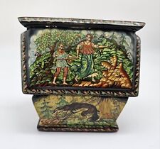 * Russian Hand Painted Lacquer Box House Shape Fairy tale Hansel And Gretel picture