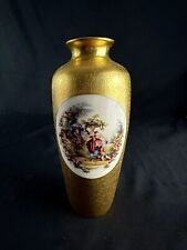 Antique Pickard China 24K Gold Leaf  Portrait Vase 7.5” H picture