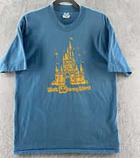 VTG Walt Disney World Mens Short Sleeve Blue SS T-Shirt Cinderella Castle Sz XL picture
