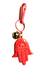 Vintage 1980s Plastic Charm Pink Hamsa Hand 80s Charms Necklace Clip On Retro picture