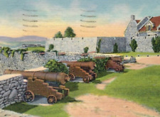 Vintage Linen Postcard South Wall Southwest Bastion Barracks Fort Ticonderoga NY picture
