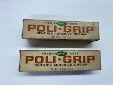 Vintage Lot Of 2 NOS Poli-Grip Full Tubes And Boxes USA 1 5/8 Ounces picture