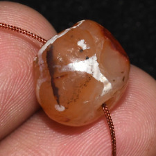 Round Genuine Ancient Etched Carnelian Bead in good Condition over 1000 Year Old picture