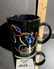 Vtg Disney Minnie Mouse Ceramic Coffee Mug Black Neon Lights Rainbow Silhouette picture