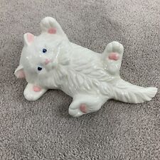 Vintage Ceramic Persian White Kitten Laying Down Kitschy Home Decor picture