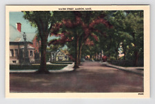 Postcard Linen MA Water Street City Suburb Scenic Road View Marion Mass picture