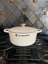 Le Creuset Cast Iron Signature Round Dutch Oven 5.5 qt #26  Blanc White New picture
