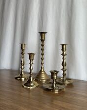 Gorgeous Set of 5 Vintage Brass Candlestick Holders picture