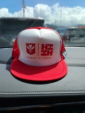 Hi Hawaii's Finest logo Hawaii truckers mesh snapback hat cap red white classic  picture