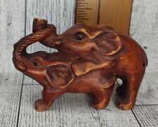 Vintage Wood Carved Mating Elephants Interesting - 2.5
