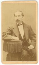 Antique CDV Circa 1870s Sprague Man With Large Mustache Wearing Suit Boston, MA picture